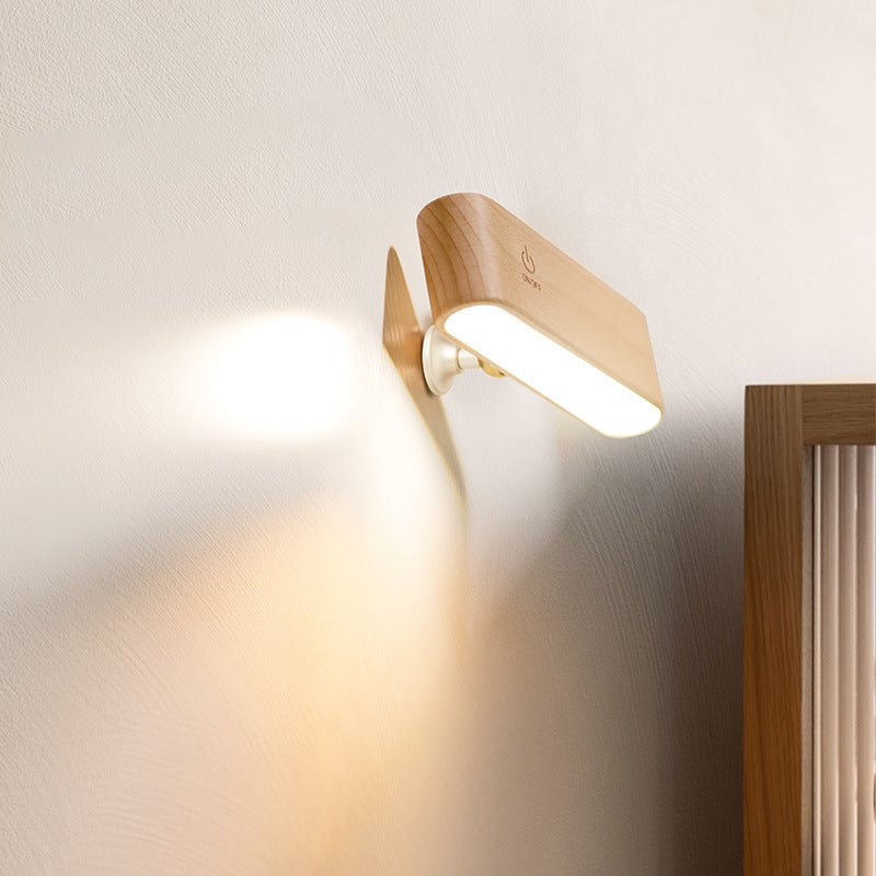 Lampa biurkowa z litego drewna z ładowaniem magnetycznym