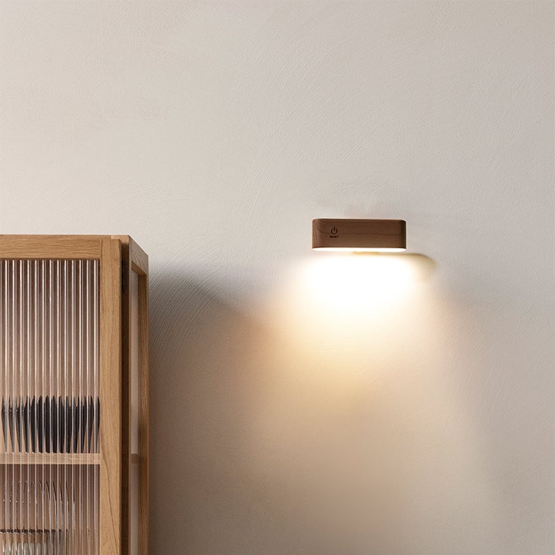 Lampa biurkowa z litego drewna z ładowaniem magnetycznym